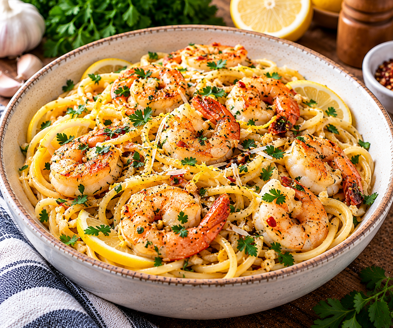 Lemon Garlic Shrimp Pasta