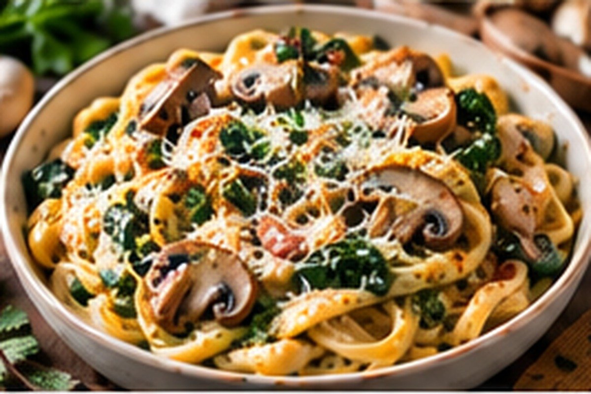 Creamy Mushroom Spinach Pasta